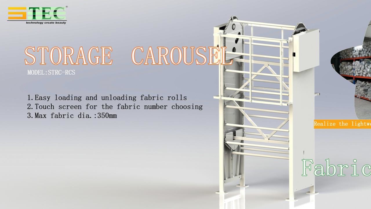 Heavy Duty Blind Inspection Hoist Machine Steel Frame Rotary Fabric Roll Storage Carousel