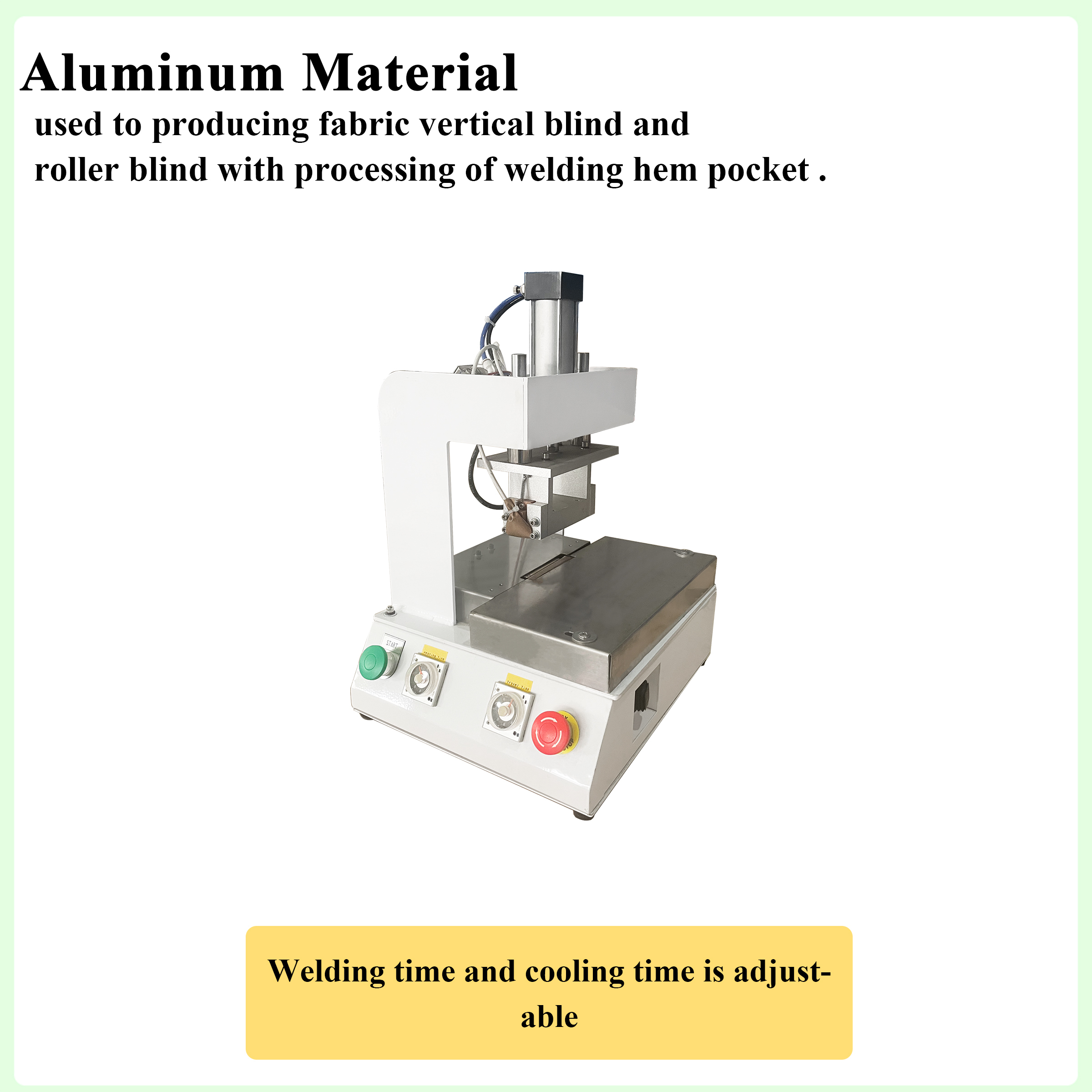 Roller Blind Machine for Welding Hem Pocket Adjustable Welding and Cooling Time 600mm*500mm*550mm Packing Size
