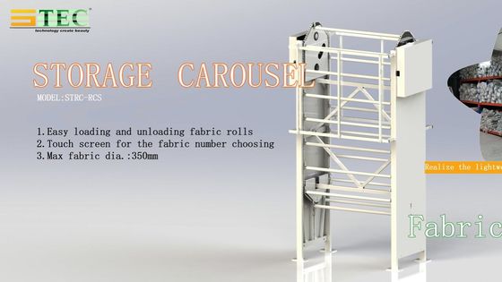 Heavy Duty Blind Inspection Hoist Machine Steel Frame Rotary Fabric Roll Storage Carousel